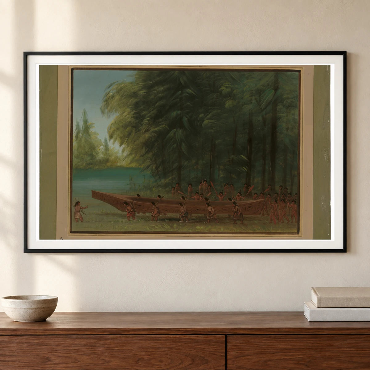 Launching A Canoe Nayas Indians 1965.16.216 — Famous Paintings shown in a styled interior