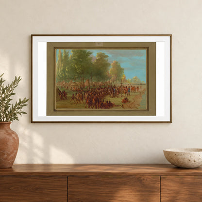 La Salle Erecting A Cross And Taking Possession Of The Land. March 25, 1682 1965.16.335 — Famous Paintings shown in a styled interior