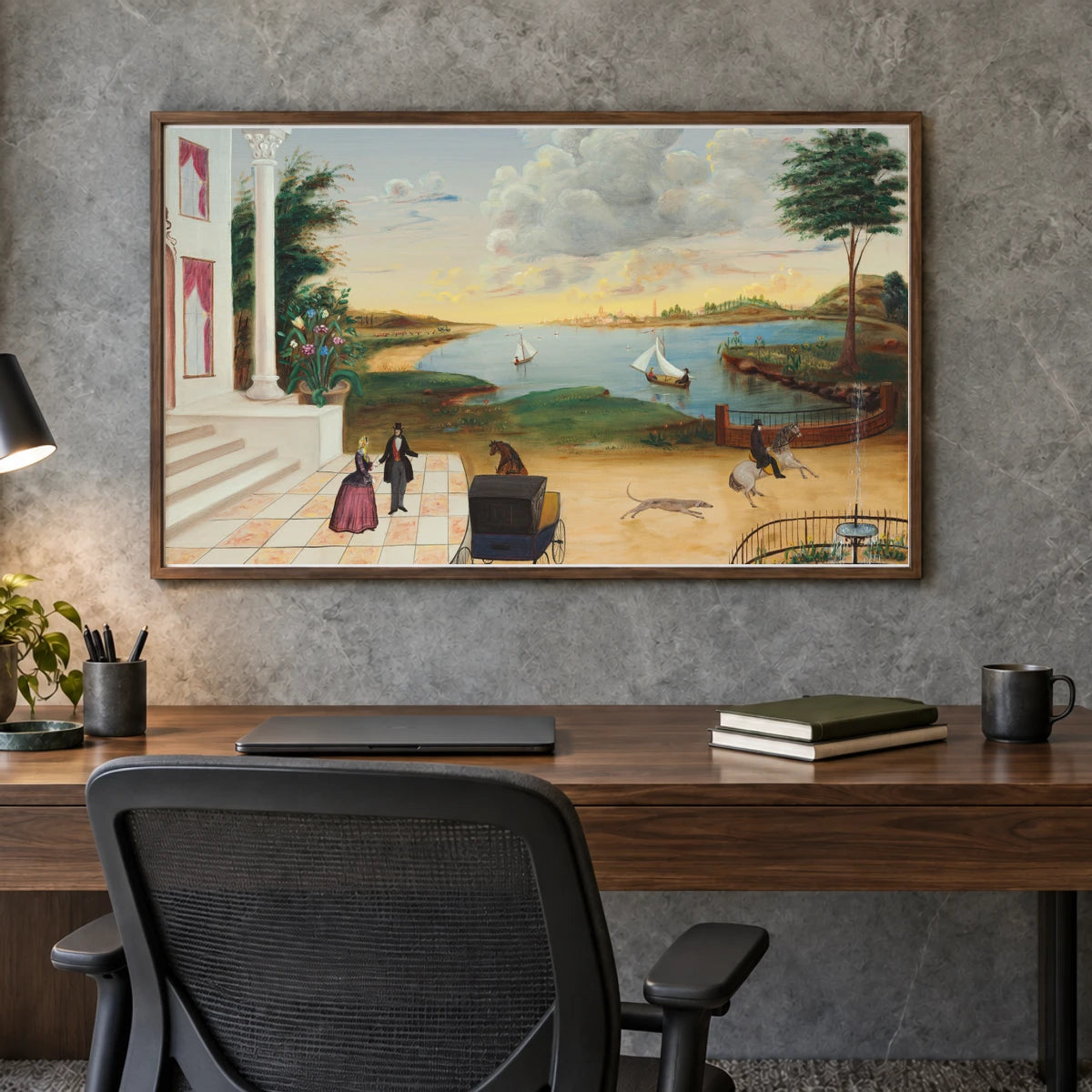 Leaving The Manor House 1959.11.10 — Famous Paintings shown in a styled interior