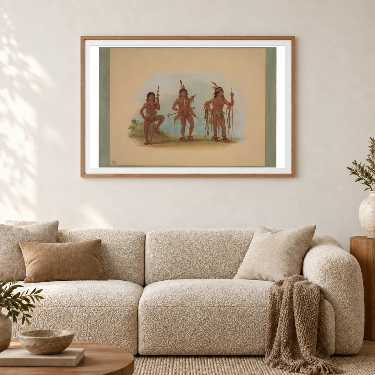 Lengua Medicine Man With Two Warriors 1965.16.247 — Famous Paintings shown in a styled interior