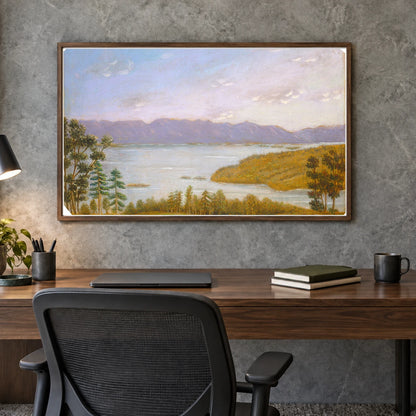 Leverett Pond 1978.80.5 — Famous Paintings shown in a styled interior