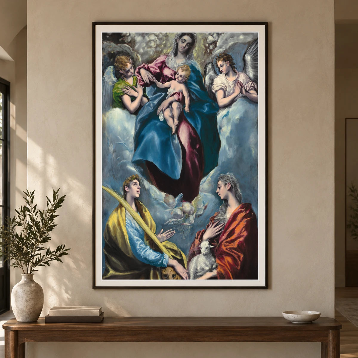 Madonna And Child With Saint Martina And Saint Agnes 1942.9.26 — Famous Paintings shown in a styled interior