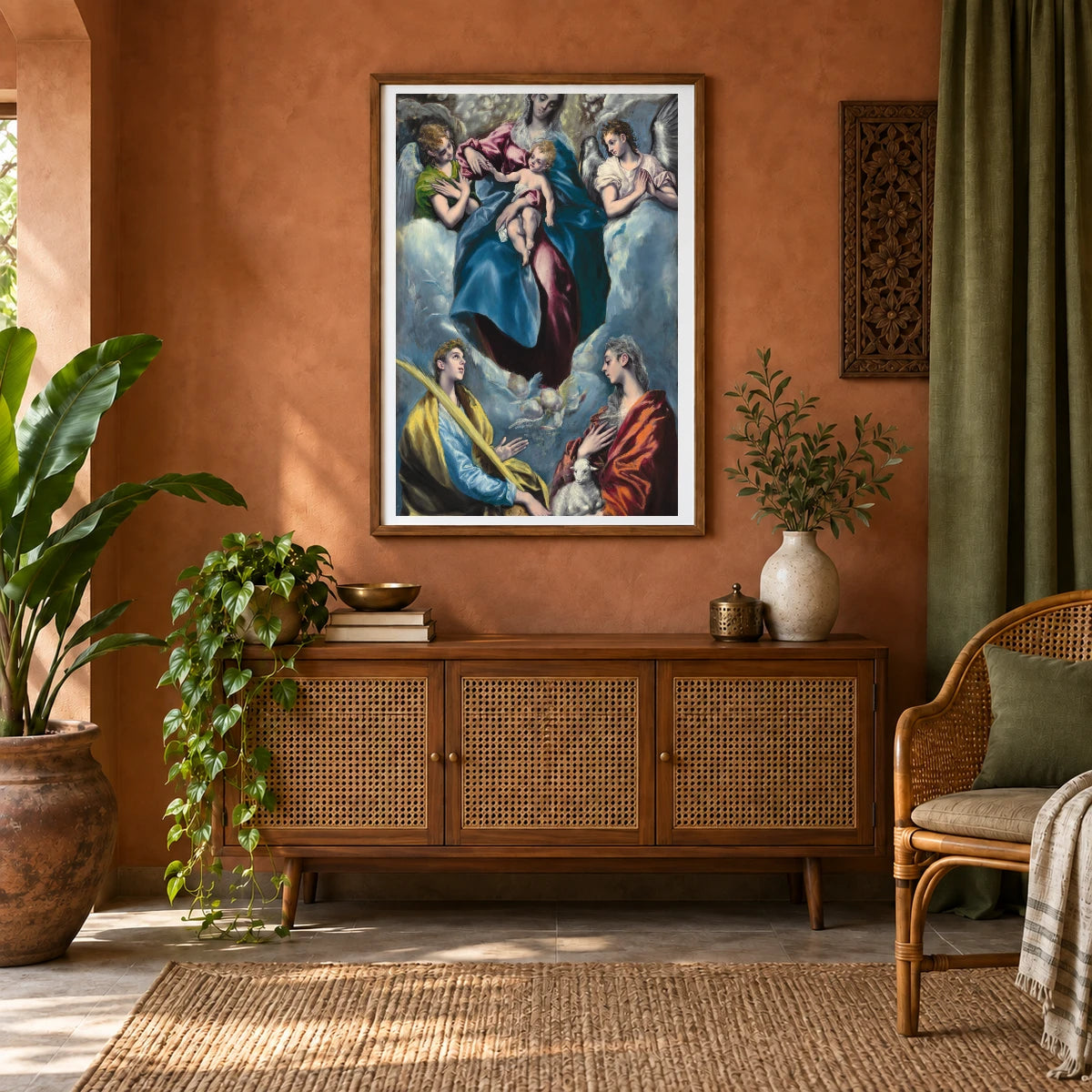 Madonna And Child With Saint Martina And Saint Agnes 1942.9.26 — Famous Paintings shown in a styled interior