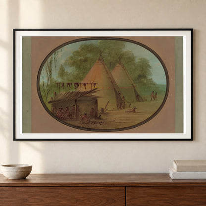 Making Flint Arrowheads Apachees 1965.16.187 — Famous Paintings shown in a styled interior