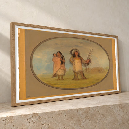 Mandan Civil Chief, His Wife, And Child 1965.16.75 — Famous Paintings famous paintings print by SaamCrafts