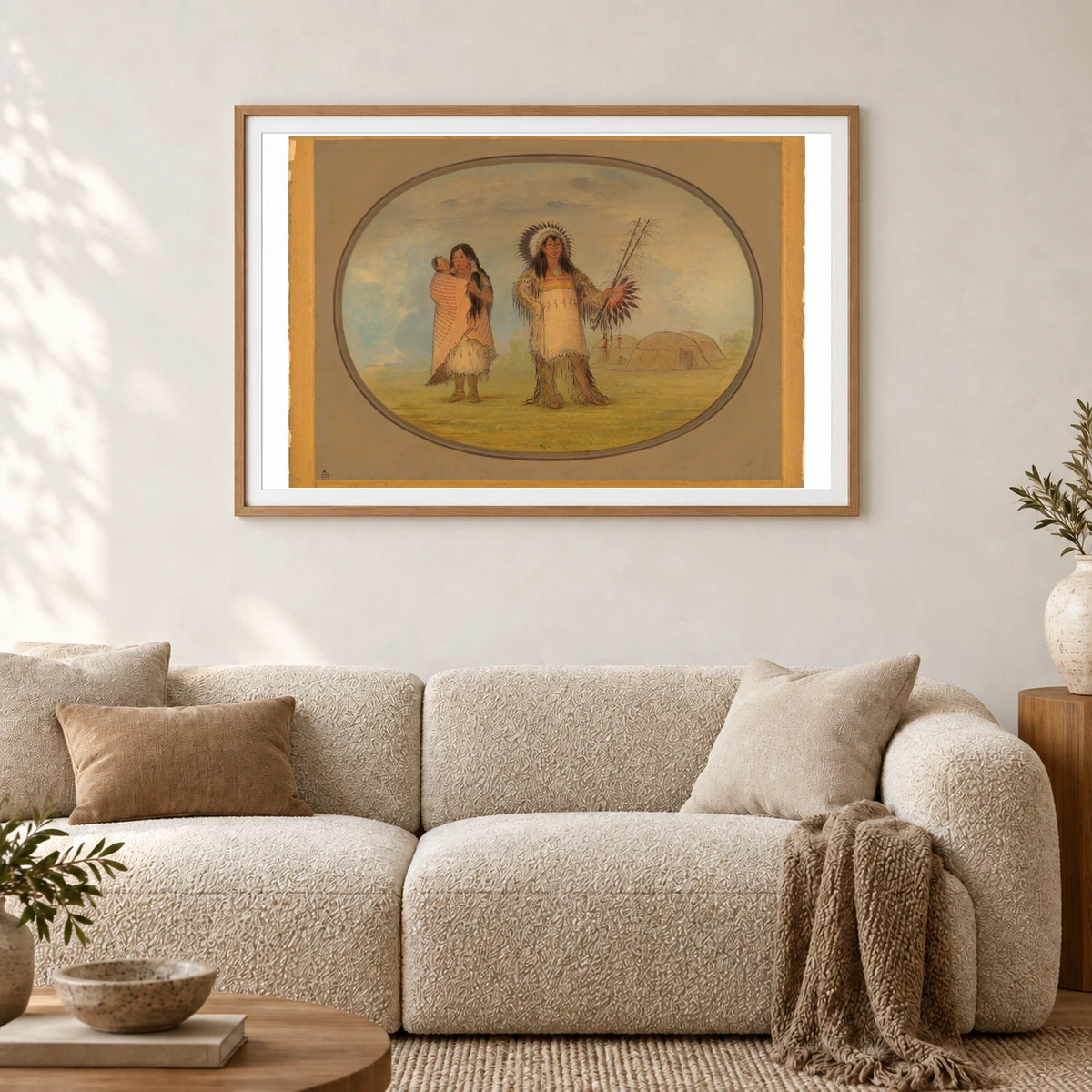 Mandan Civil Chief, His Wife, And Child 1965.16.75 — Famous Paintings shown in a styled interior