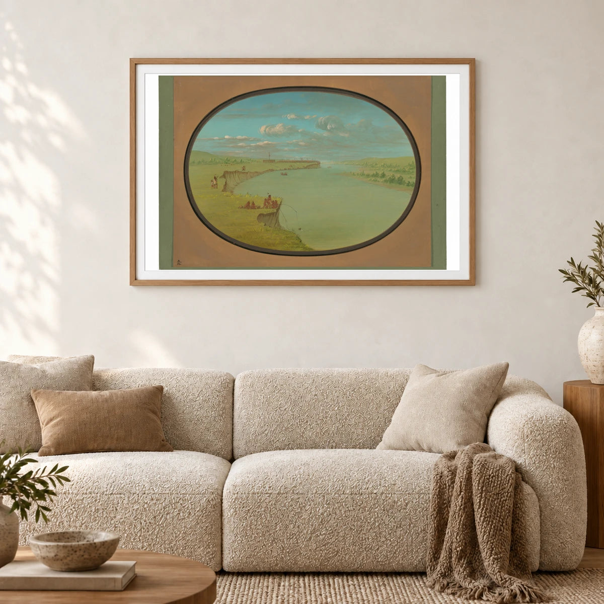 Mandan Village A Distant View 1965.16.79 — Famous Paintings shown in a styled interior