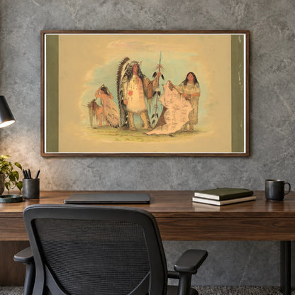 Mandan War Chief With His Favorite Wife 1965.16.72 — Famous Paintings shown in a styled interior