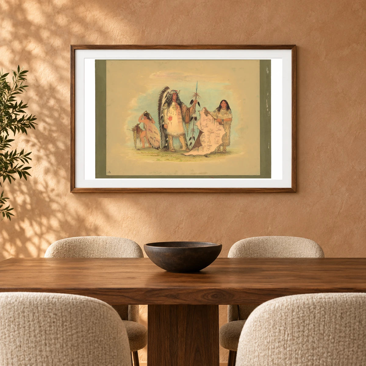 Mandan War Chief With His Favorite Wife 1965.16.72 — Famous Paintings shown in a styled interior