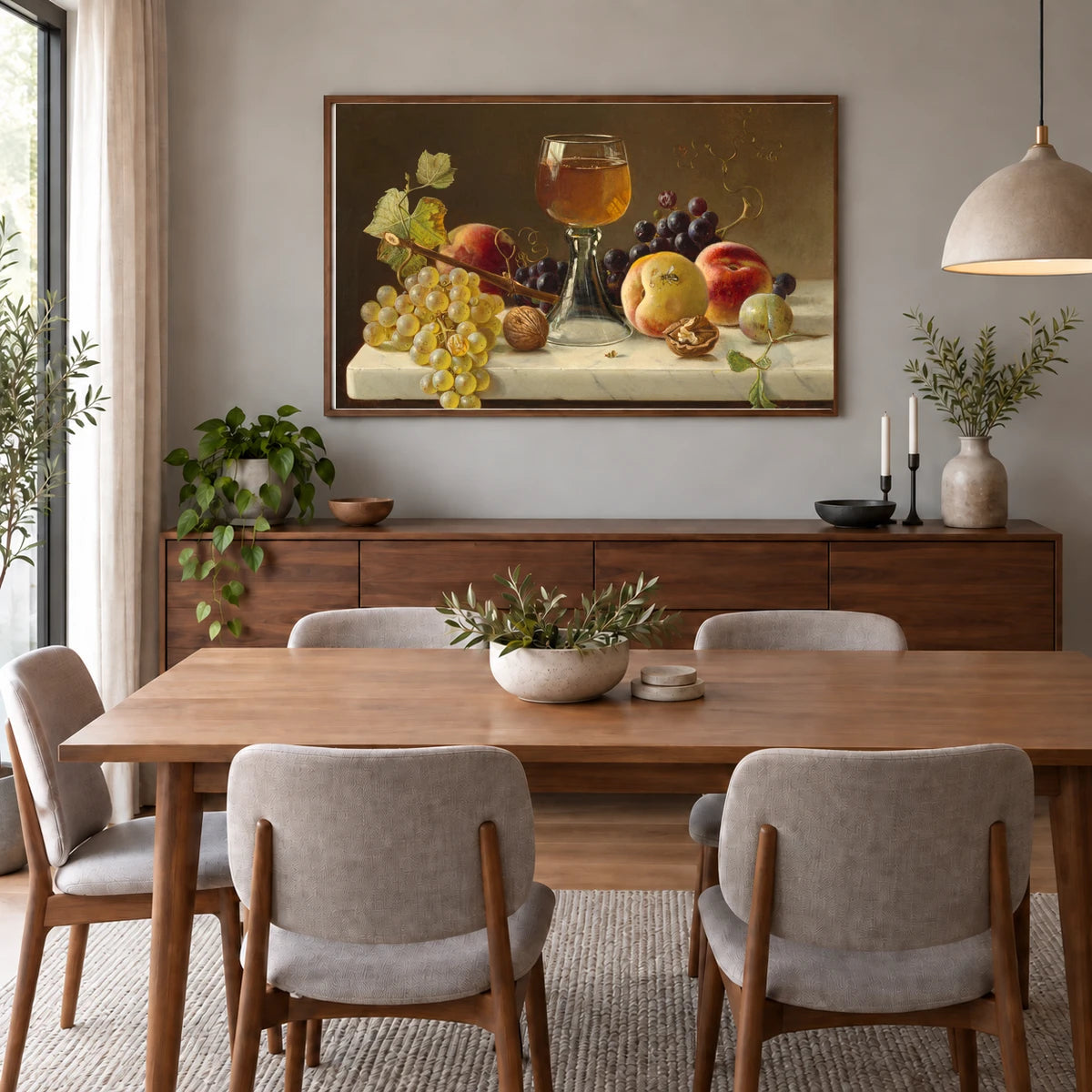 Marble Tabletop With Fruit And Wineglass 2018.44.16 — Famous Paintings shown in a styled interior