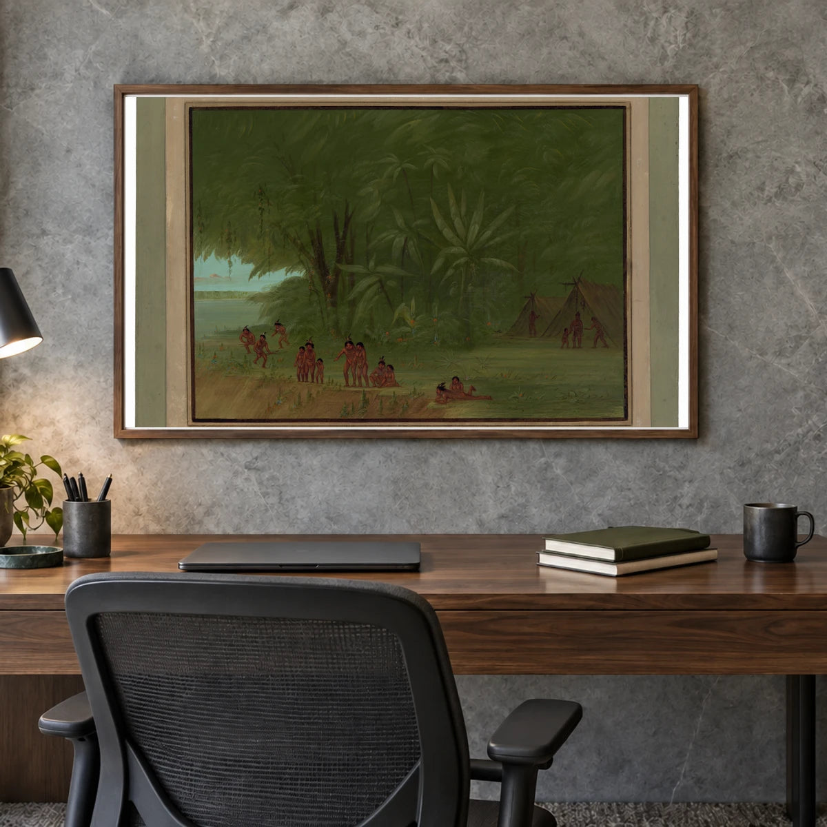Mauhees Encampment 1965.16.287 — Famous Paintings shown in a styled interior
