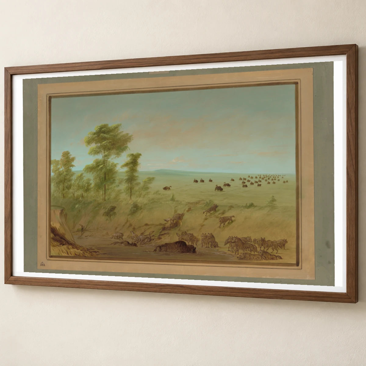 Mired Buffalo And Wolves 1965.16.213 — Famous Paintings famous paintings print by SaamCrafts