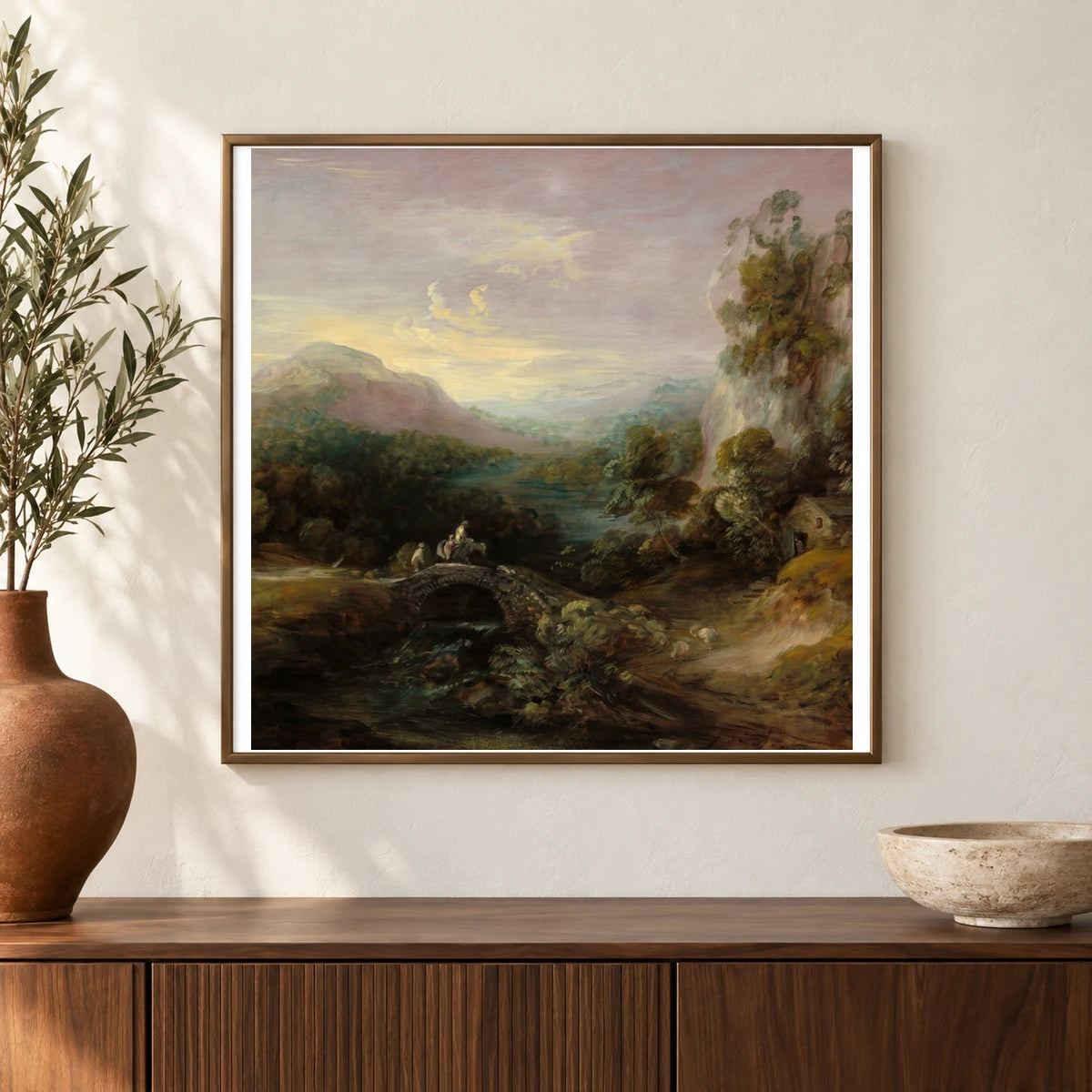 Mountain Landscape With Bridge 1937.1.107 — Famous Paintings shown in a styled interior