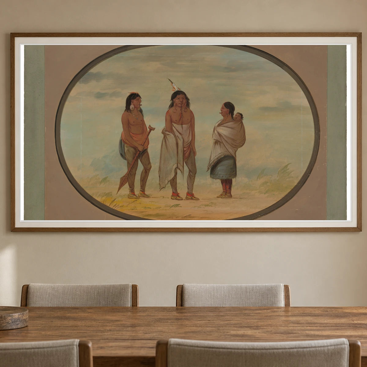 Nayas Indian Chief, His Wife, And A Warrior 1965.16.152 — Famous Paintings shown in a styled interior