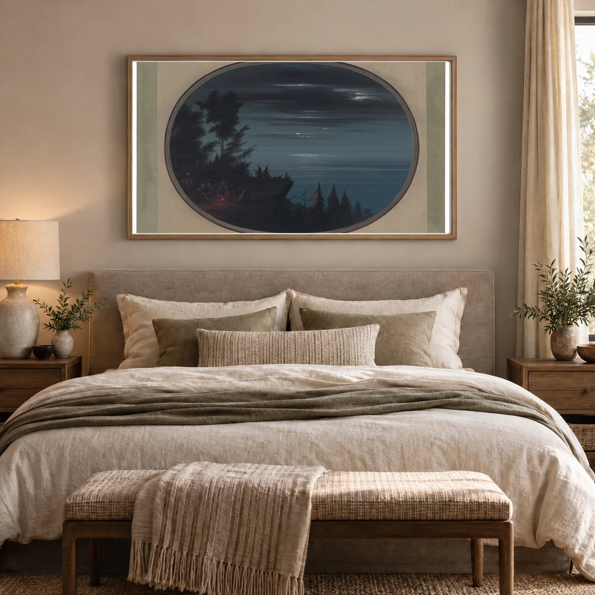 Nayas Village At Night 1965.16.220 — Famous Paintings shown in a styled interior