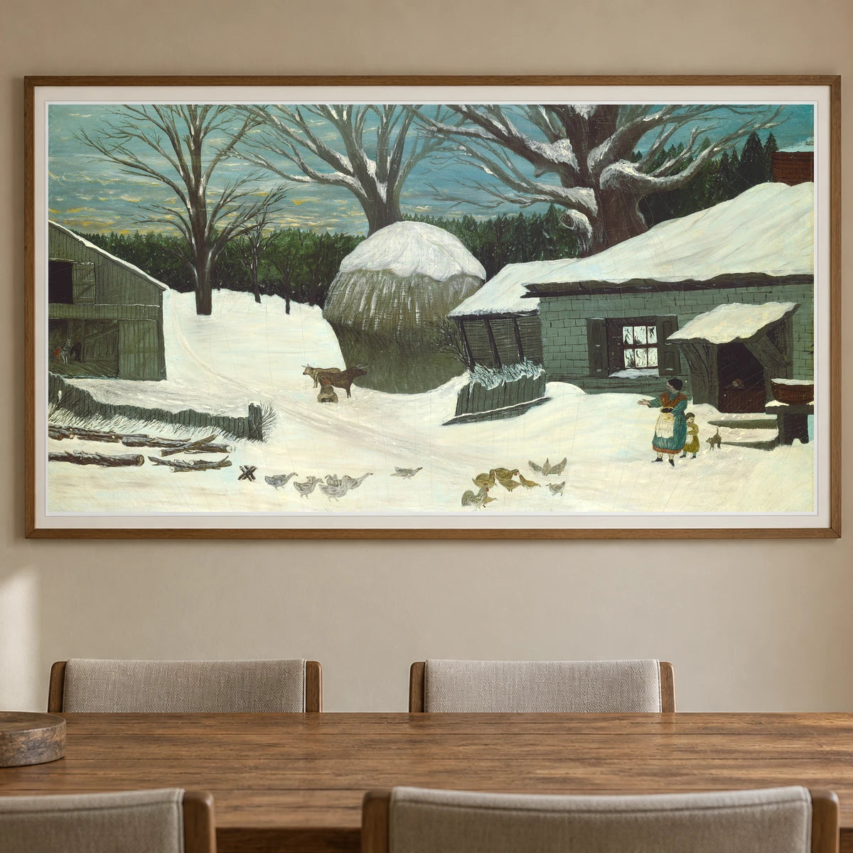 New England Farm In Winter 1953.5.87 — Famous Paintings shown in a styled interior