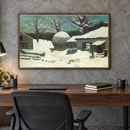 New England Farm In Winter 1953.5.87 — Famous Paintings shown in a styled interior