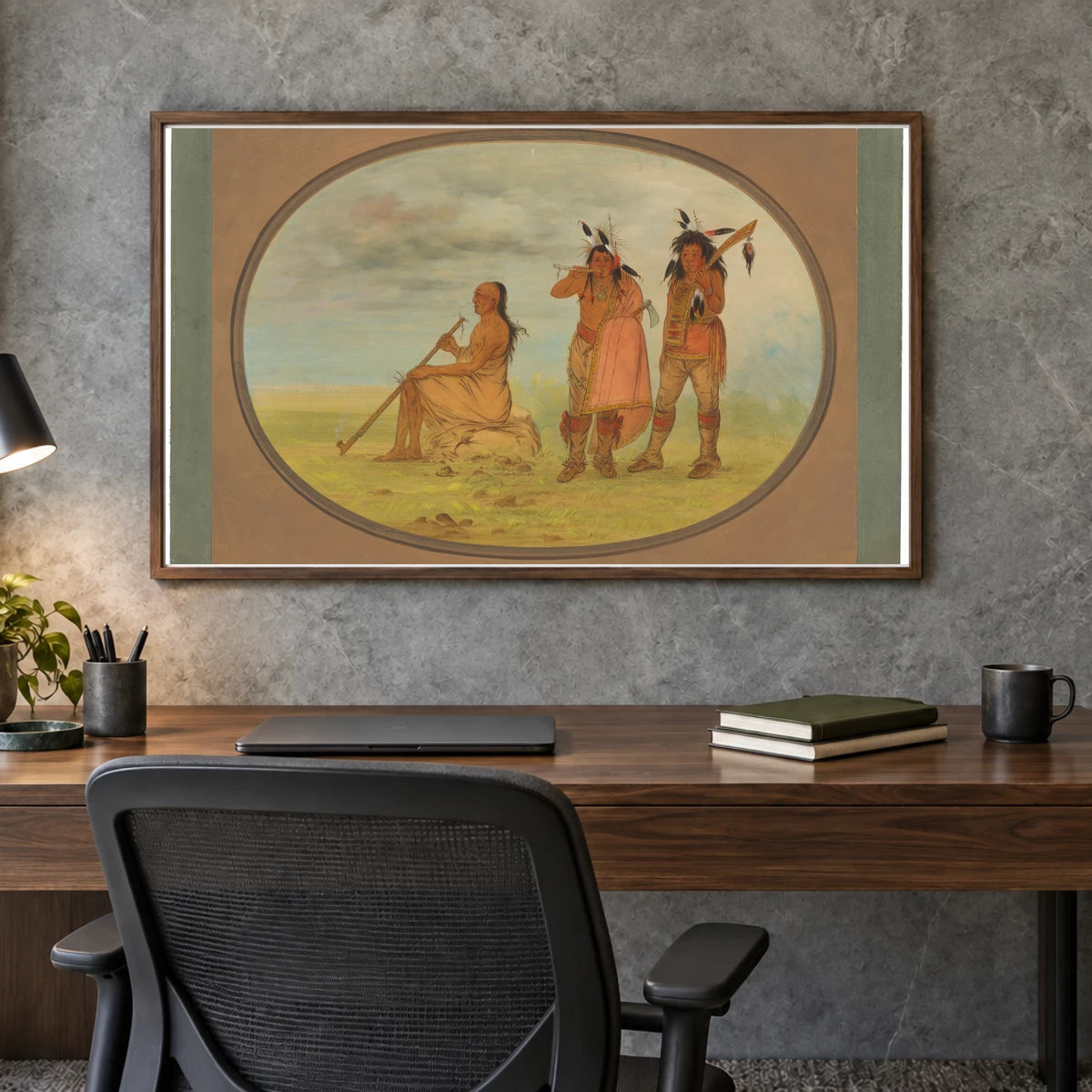Old Menomonie Chief With Two Young Beaux 1965.16.99 — Famous Paintings shown in a styled interior