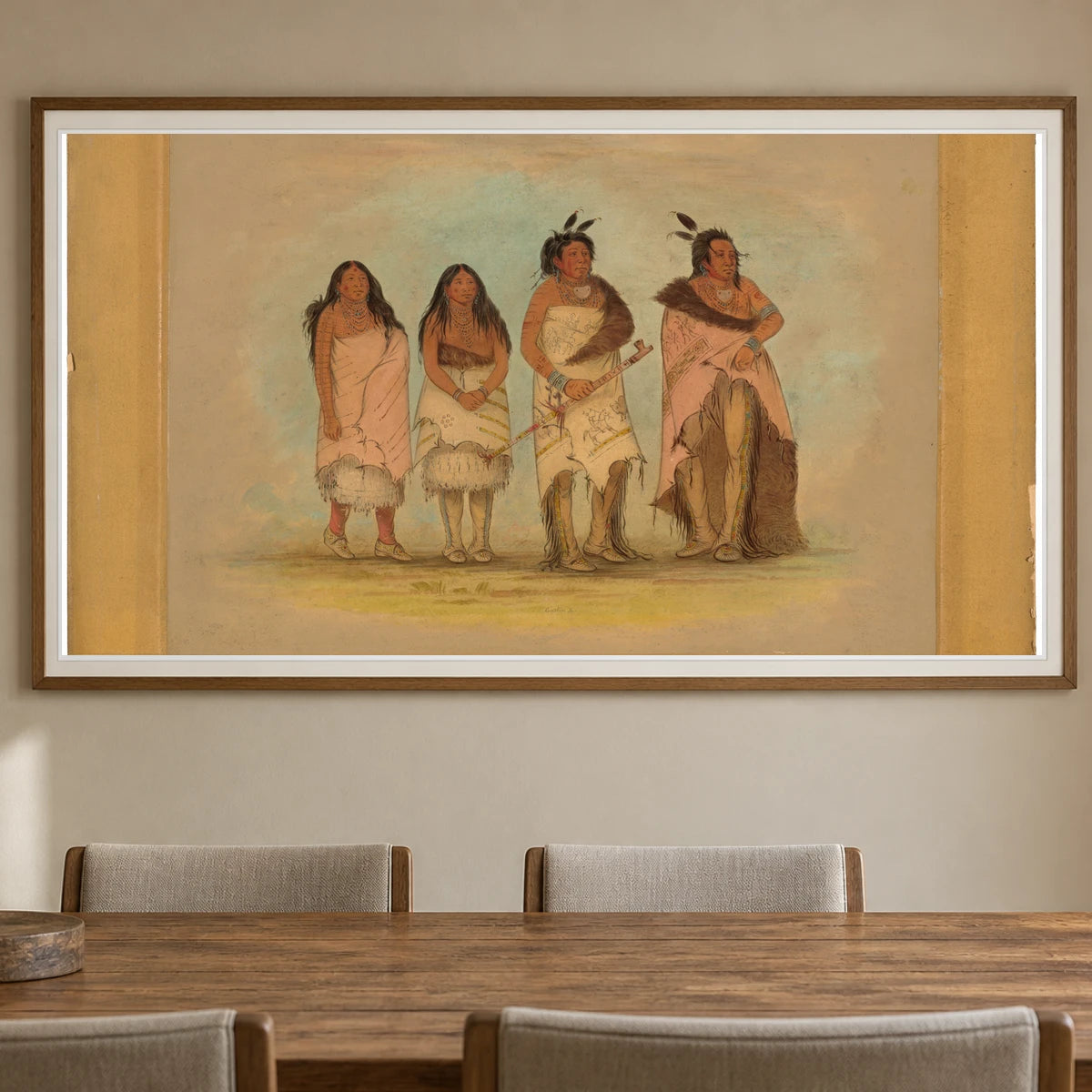 Pawneepict Chief, Two Daughters, And A Warrior 1965.16.56 — Famous Paintings shown in a styled interior
