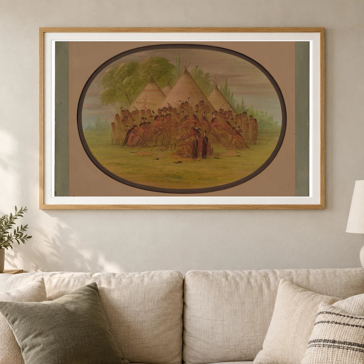 Pipe Dance Assinneboine 1965.16.182 — Famous Paintings shown in a styled interior
