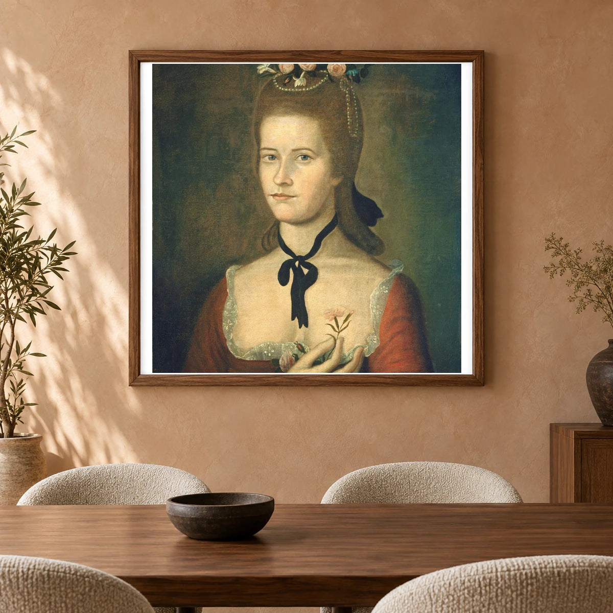 Portrait Of A Lady In Red 1980.62.36 — Famous Paintings shown in a styled interior
