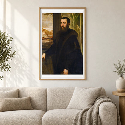 Portrait Of A Man With A Landscape View 1943.7.10 — Famous Paintings shown in a styled interior