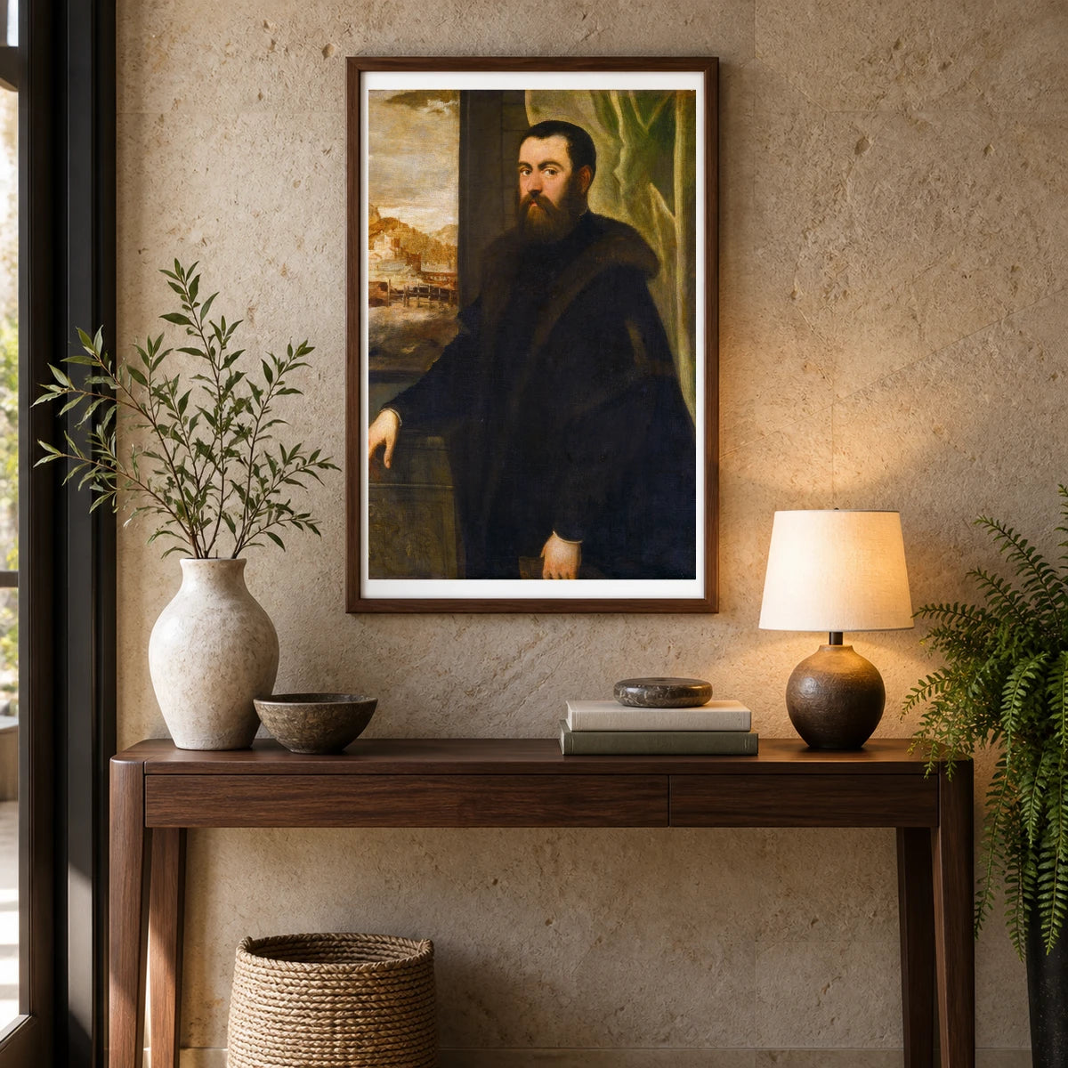 Portrait Of A Man With A Landscape View 1943.7.10 — Famous Paintings shown in a styled interior
