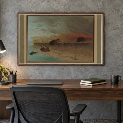 Prairie Meadows Burning 1965.16.194 — Famous Paintings shown in a styled interior