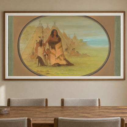 Puncah Chief Surrounded By His Family 1965.16.106 — Famous Paintings shown in a styled interior