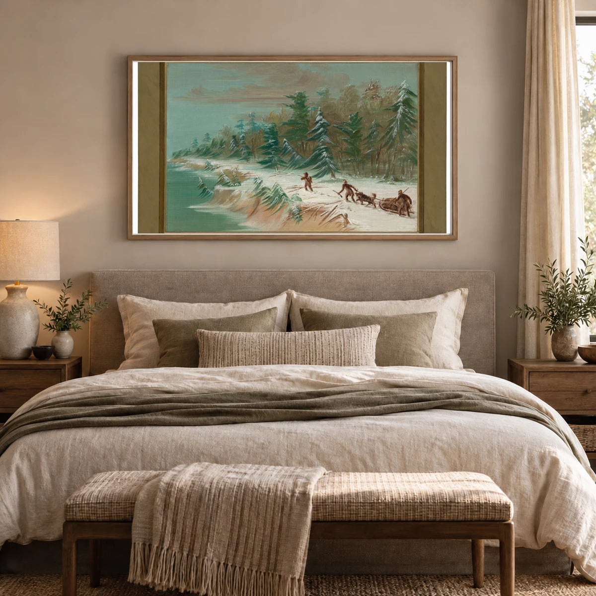 Returning To Fort Frontenac By Sled. February 1679 1965.16.320 — Famous Paintings shown in a styled interior