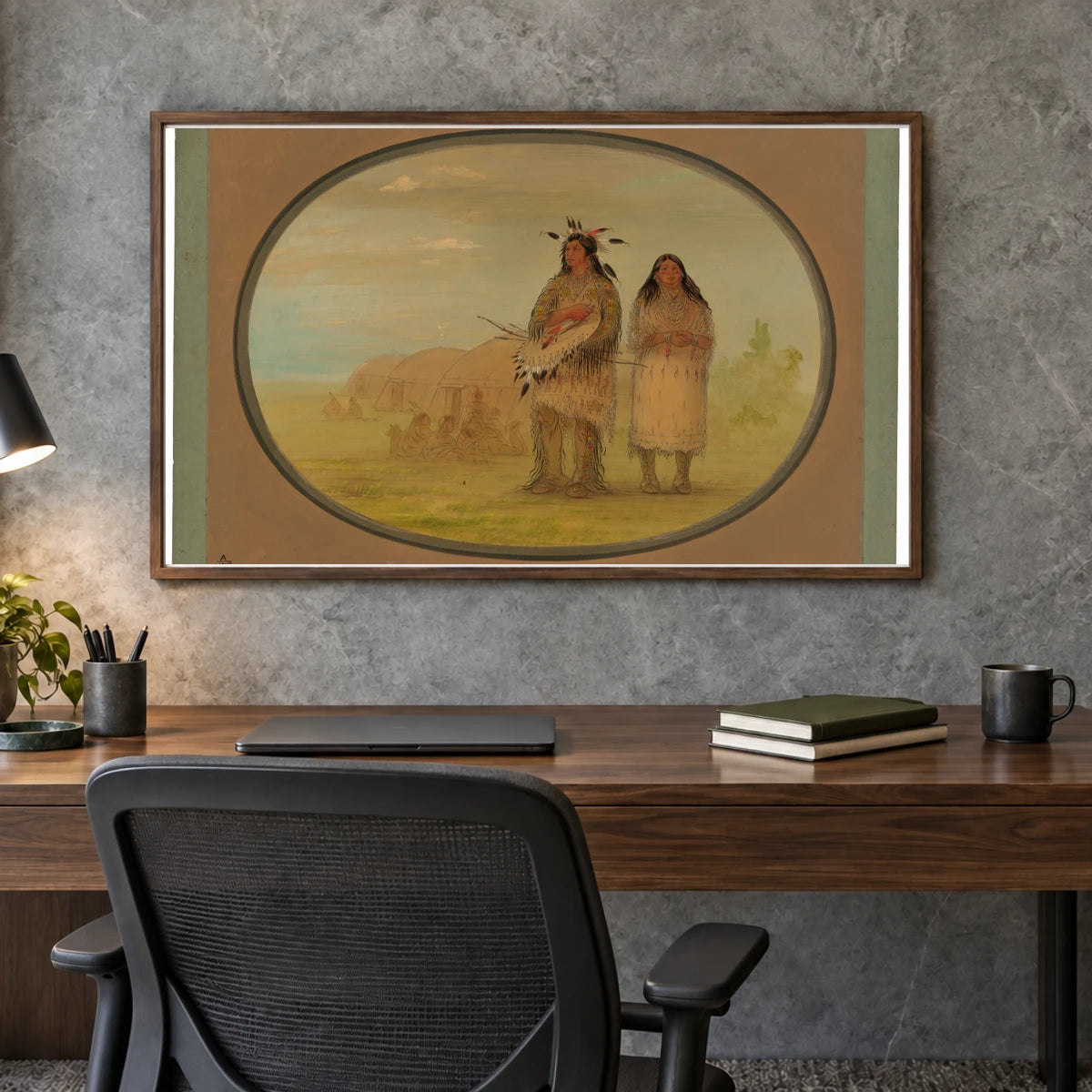 Riccarree Chief And His Wife 1965.16.78 — Famous Paintings shown in a styled interior