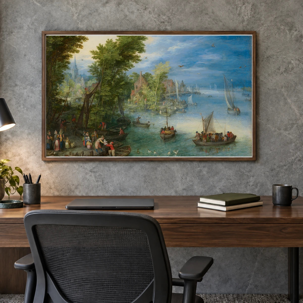 River Landscape 2000.4.1 — Famous Paintings shown in a styled interior