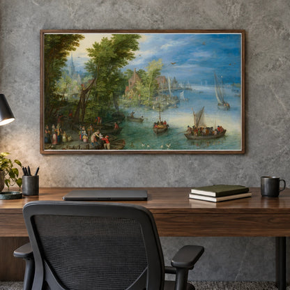 River Landscape 2000.4.1 — Famous Paintings shown in a styled interior