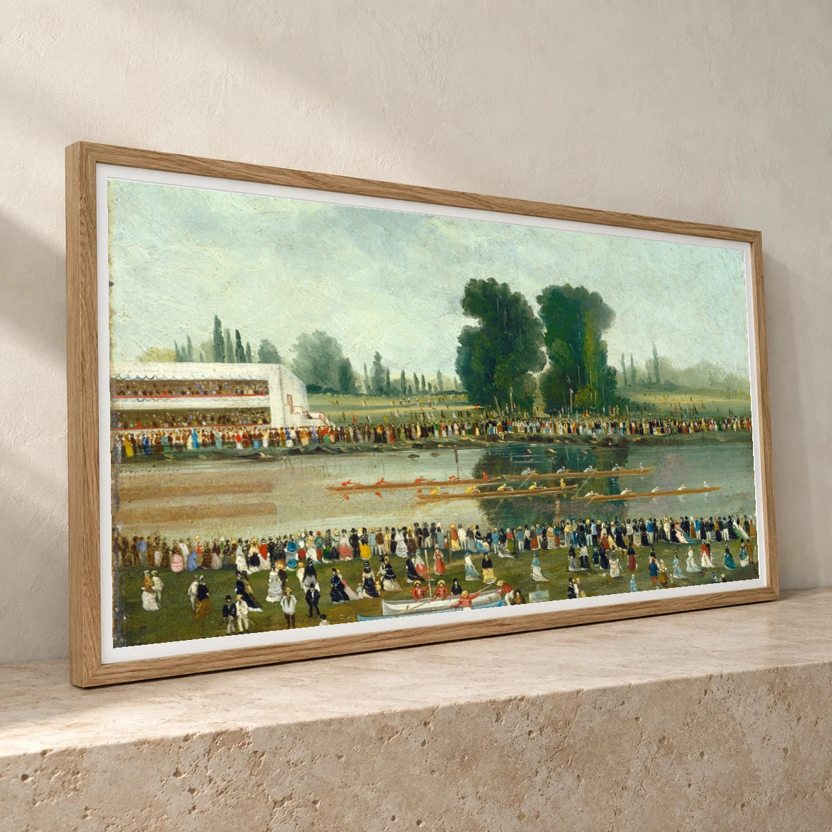 Rowing Scene Crowds Watching From The River Banks 1999.79.15 — Famous Paintings famous paintings print by SaamCrafts