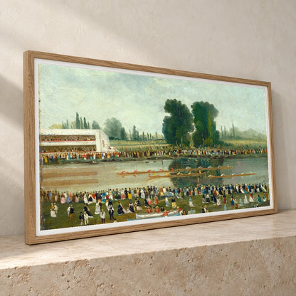 Rowing Scene Crowds Watching From The River Banks 1999.79.15 — Famous Paintings famous paintings print by SaamCrafts