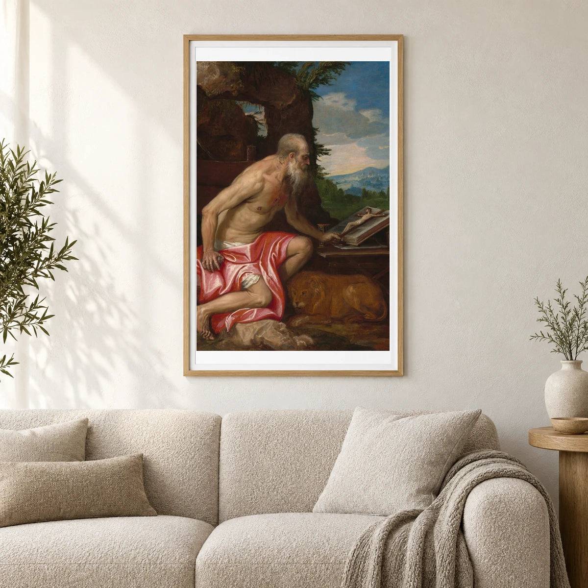 Saint Jerome In The Wilderness 1961.9.47 — Famous Paintings shown in a styled interior