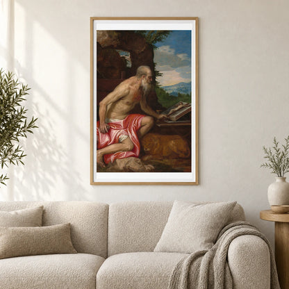 Saint Jerome In The Wilderness 1961.9.47 — Famous Paintings shown in a styled interior