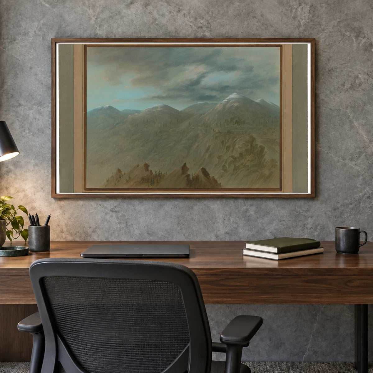 Salmon River Mountains 1965.16.201 — Famous Paintings shown in a styled interior