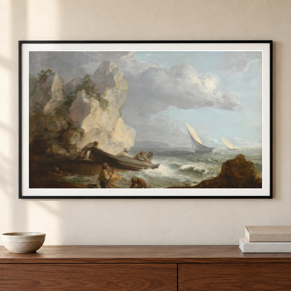 Seashore With Fishermen 1970.17.121 — Famous Paintings shown in a styled interior