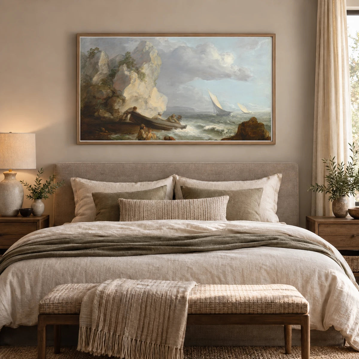 Seashore With Fishermen 1970.17.121 — Famous Paintings shown in a styled interior