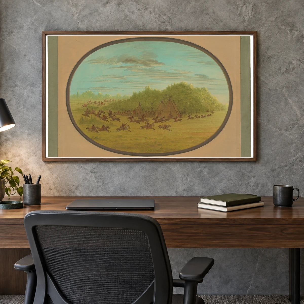 Sham Fight Of The Camanchees 1965.16.50 — Famous Paintings shown in a styled interior