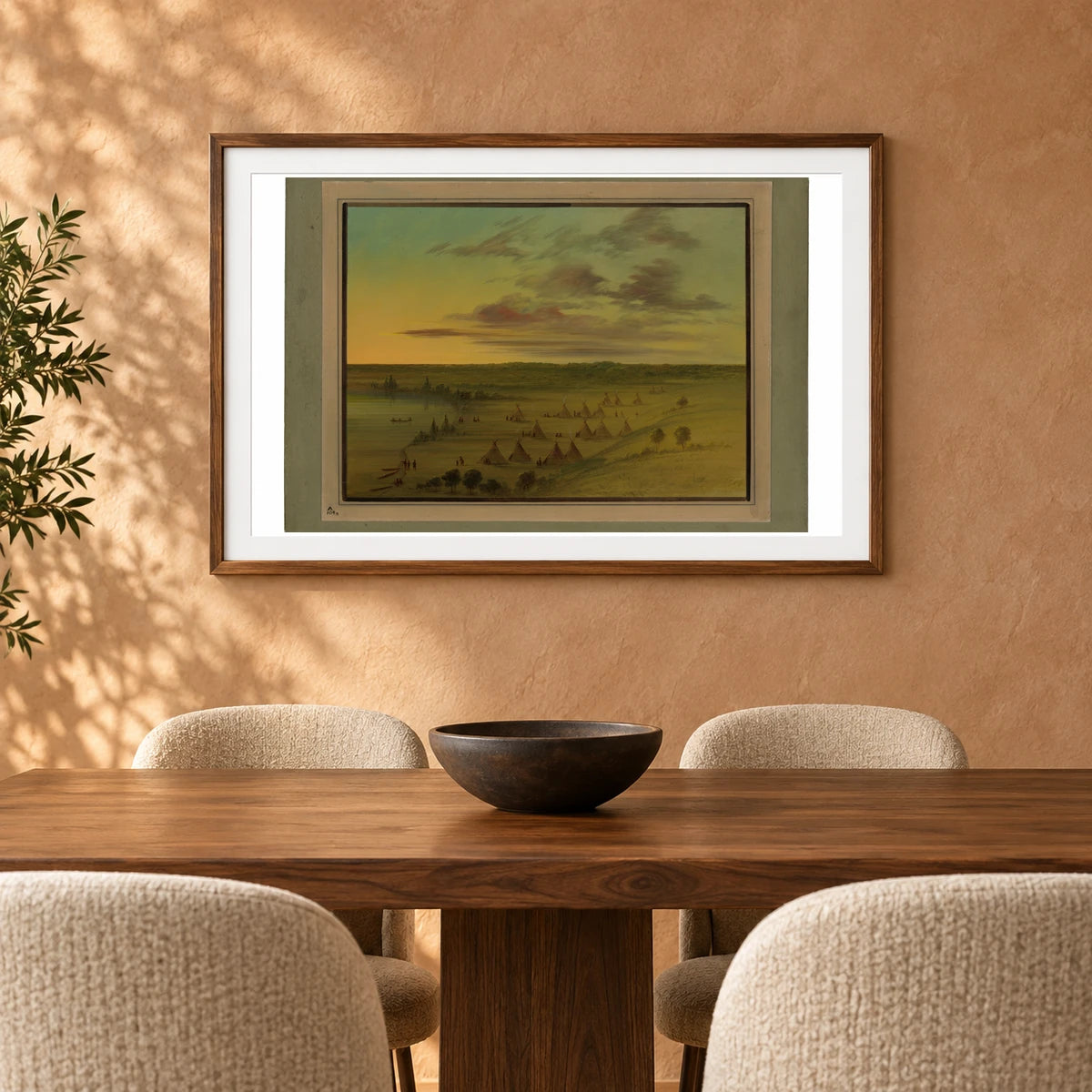 Sioux Village Lac Du Cygne 1965.16.14 — Famous Paintings shown in a styled interior
