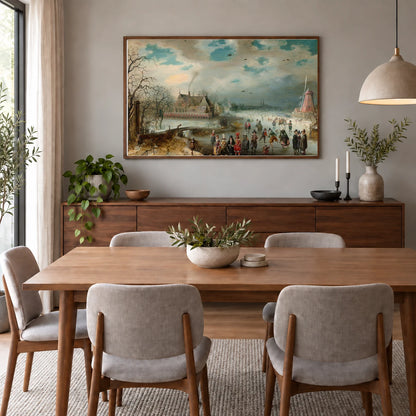 Skating On The Frozen Amstel River 2010.20.1 — Famous Paintings shown in a styled interior