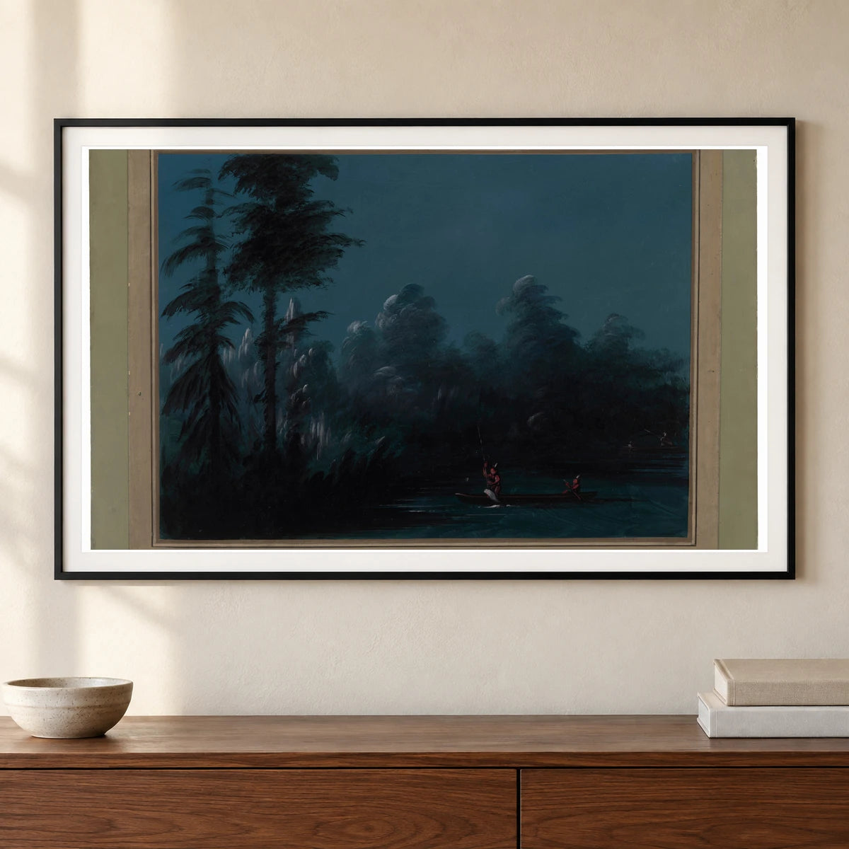 Spearing By Moonlight Chaco 1965.16.277 — Famous Paintings shown in a styled interior