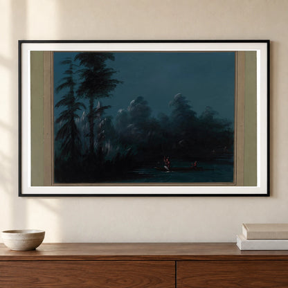 Spearing By Moonlight Chaco 1965.16.277 — Famous Paintings shown in a styled interior