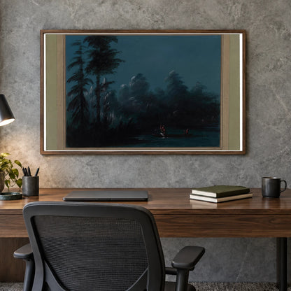 Spearing By Moonlight Chaco 1965.16.277 — Famous Paintings shown in a styled interior