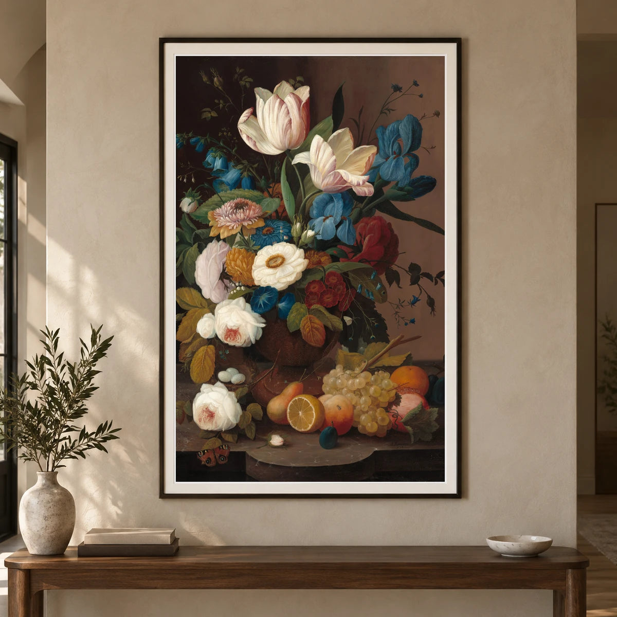 Still Life, Flowers, And Fruit 2014.136.84 — Famous Paintings shown in a styled interior