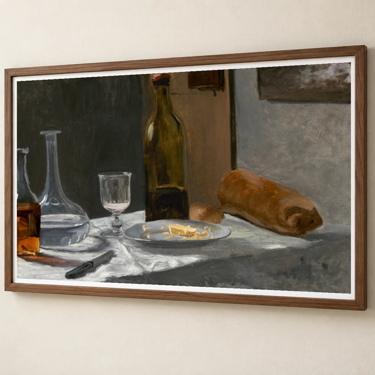 Still Life With Bottle, Carafe, Bread, And Wine 2014.18.32 — Famous Paintings famous paintings print by SaamCrafts