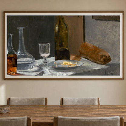 Still Life With Bottle, Carafe, Bread, And Wine 2014.18.32 — Famous Paintings shown in a styled interior