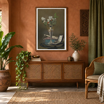 Still Life With Fan And Pendant 2004.165.3 — Famous Paintings shown in a styled interior
